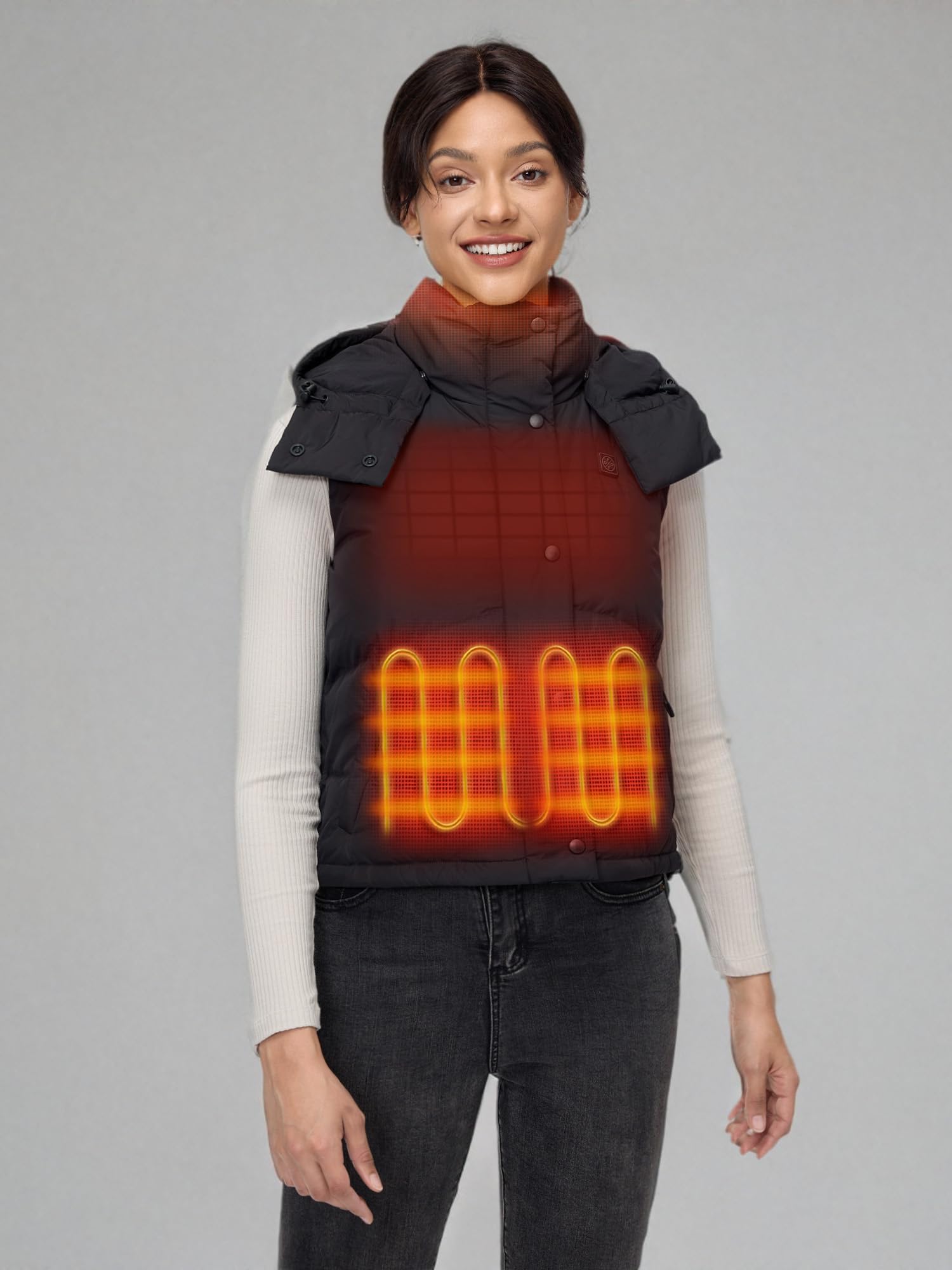 ORORO Women's Down Heated Cropped Vest with USB-C Rechargeable Battery, Lightweight Puffer Heating Vest - Image 8