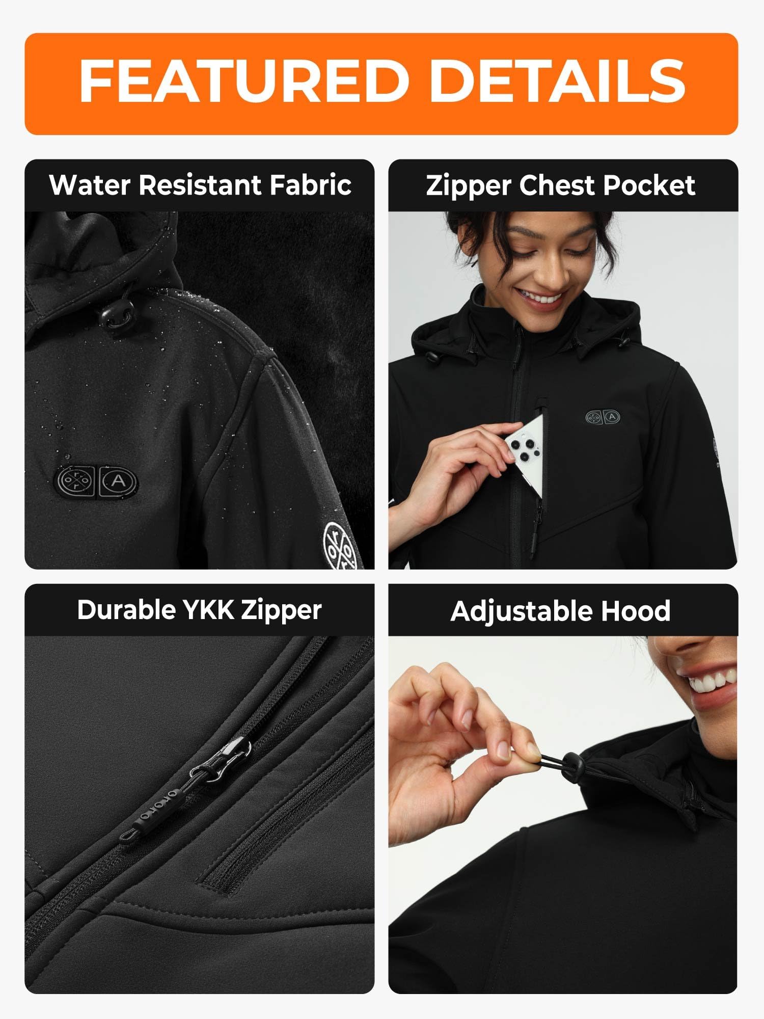 ORORO Women's Dual Control Heated Jacket with 5 Heat Zones (Pocket Heating) (Charger Not Included) - Image 2