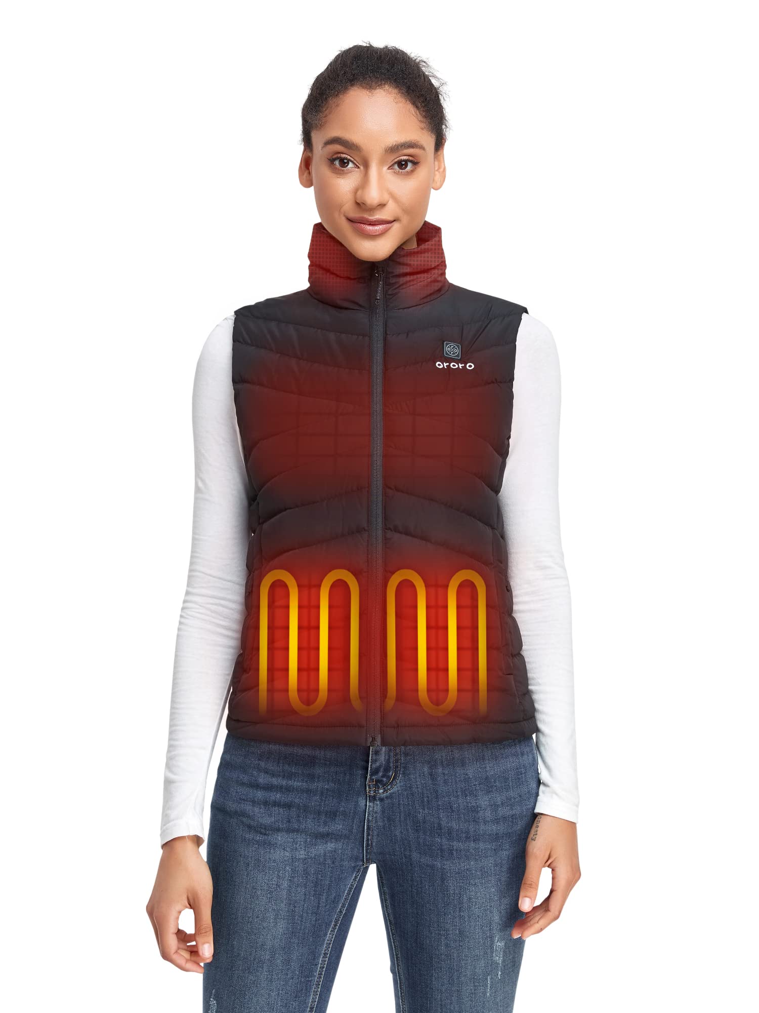 ORORO Women's Heated Down Vest with Rechargeable Battery, Lightweight Heated Vest with 800 Fill Power Down