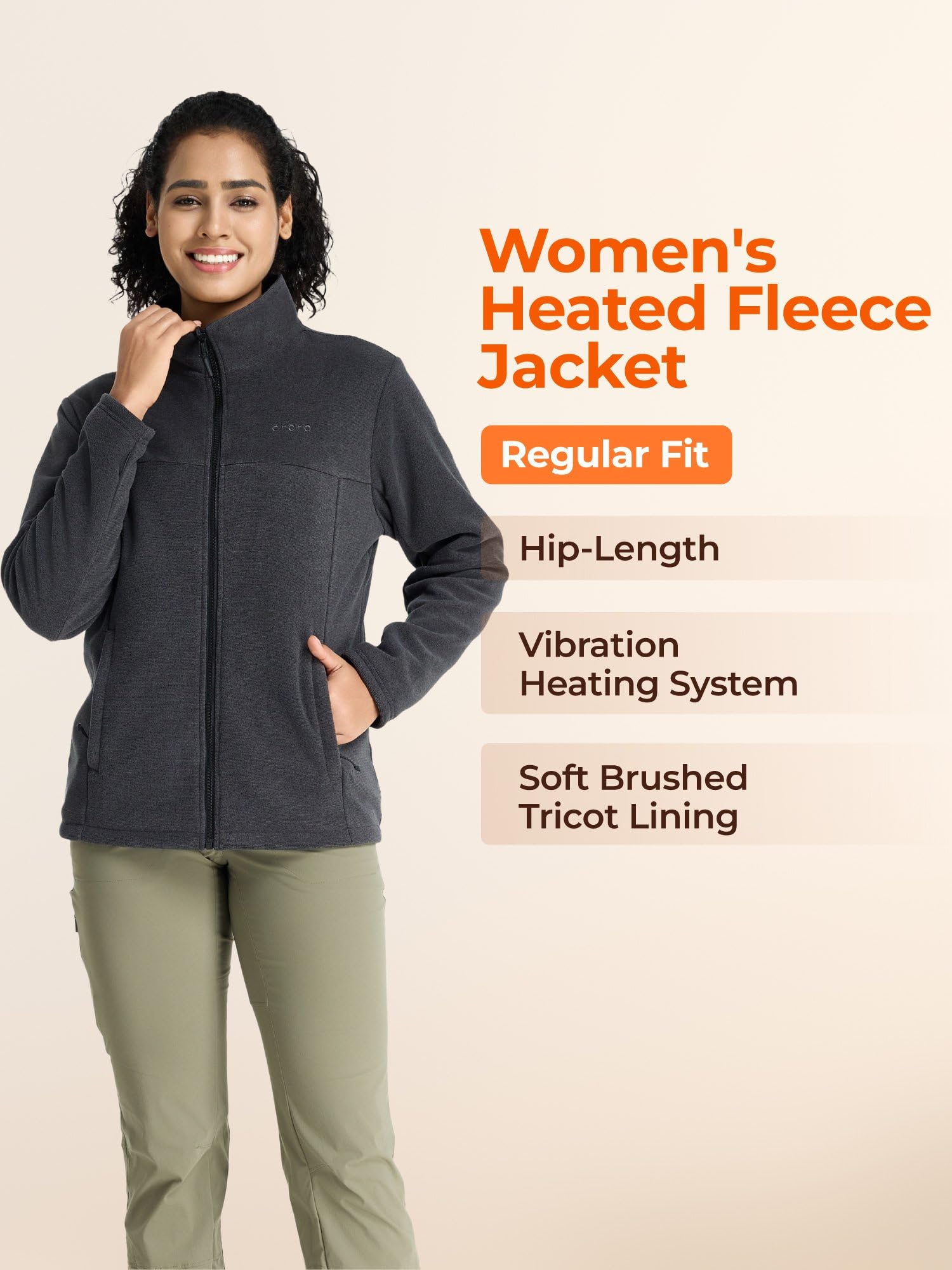 ORORO Women's Heated Fleece Jacket with Battery, Heating Fleece Jacket for Hiking Camping - Image 5