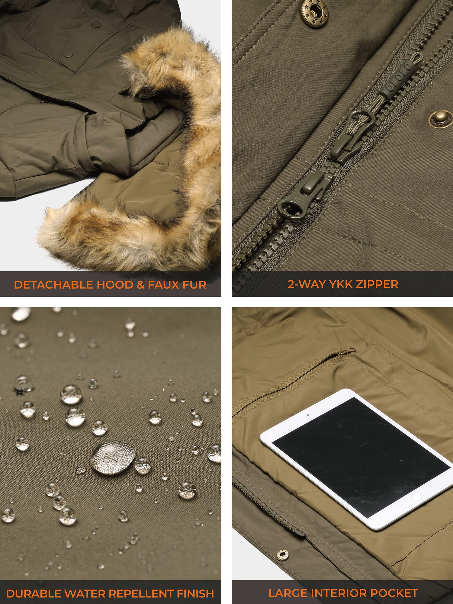 ORORO Women's Heated Parka Jacket with Thermolite Insulation and Detachable Hood, Long Heated Coat - Image 4