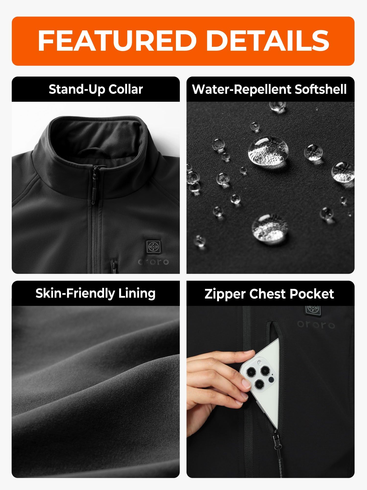 ORORO Women's Heated Softshell Vest with with USB-C Rechargeable Battery, Soft Shell Heated Golf Vest for Women - Image 6