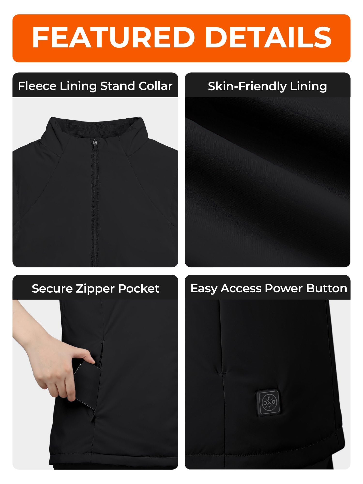 ORORO Women's Heated Vest with USB-C Rechargeable Battery, Lightweight Heating Vest for Running Hiking Golfing - Image 6
