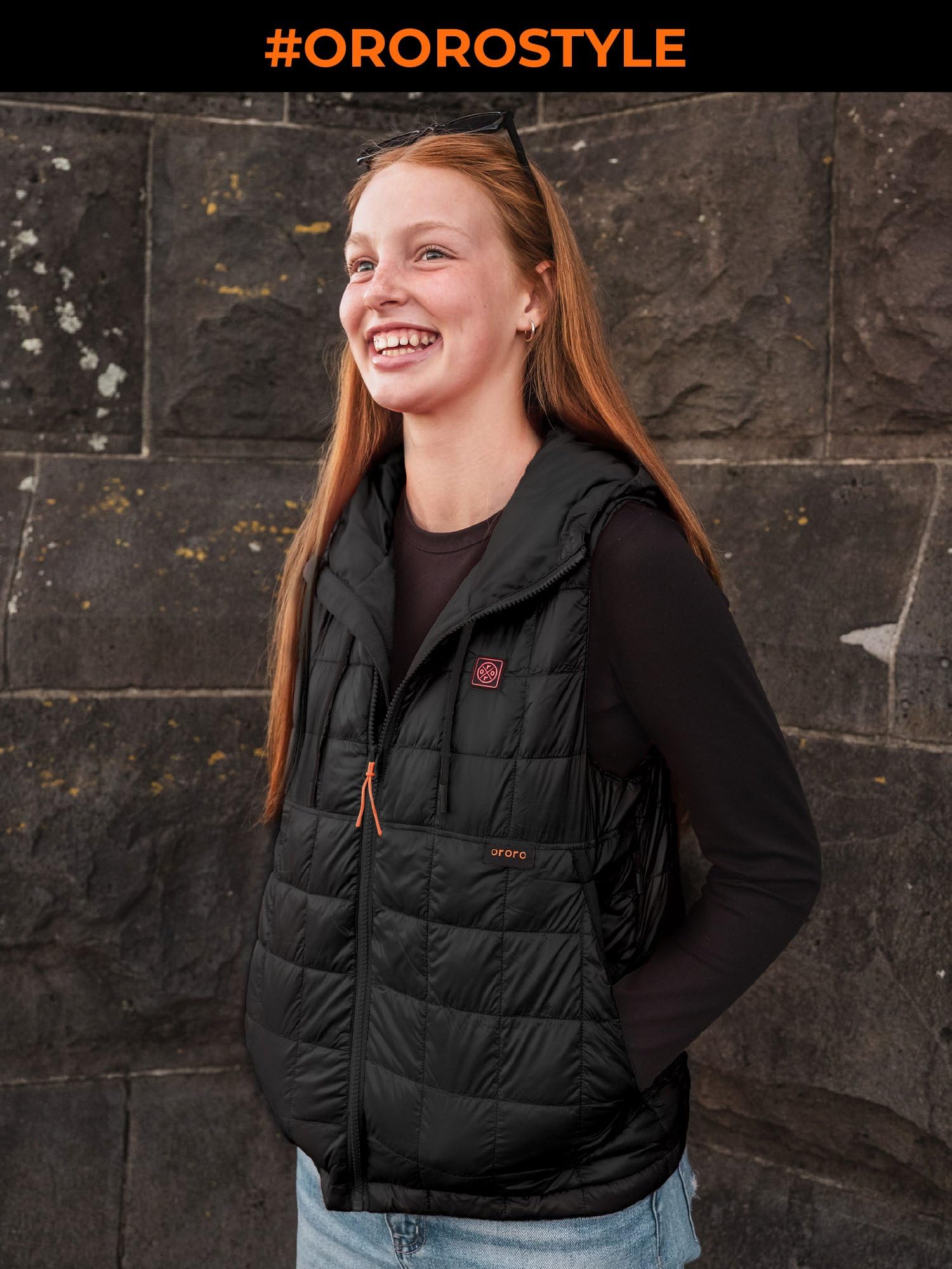 ORORO Women's Junior 4-Zone Hooded Heated Vest with Battery, Lightweight Quilted Heated Vest with Adjustable Hood - Image 7