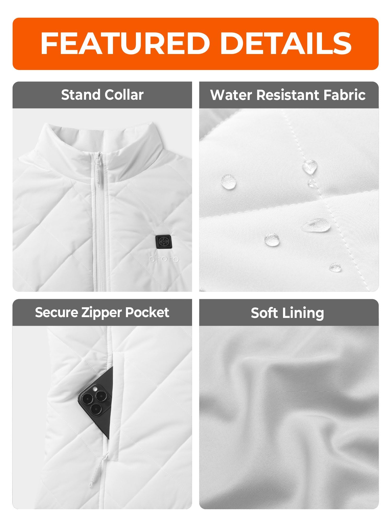 ORORO Women's Junior Lightweight Quilted Heated Vest, Heated Puffer Vest with USB-C Rechargeable Battery - Image 5