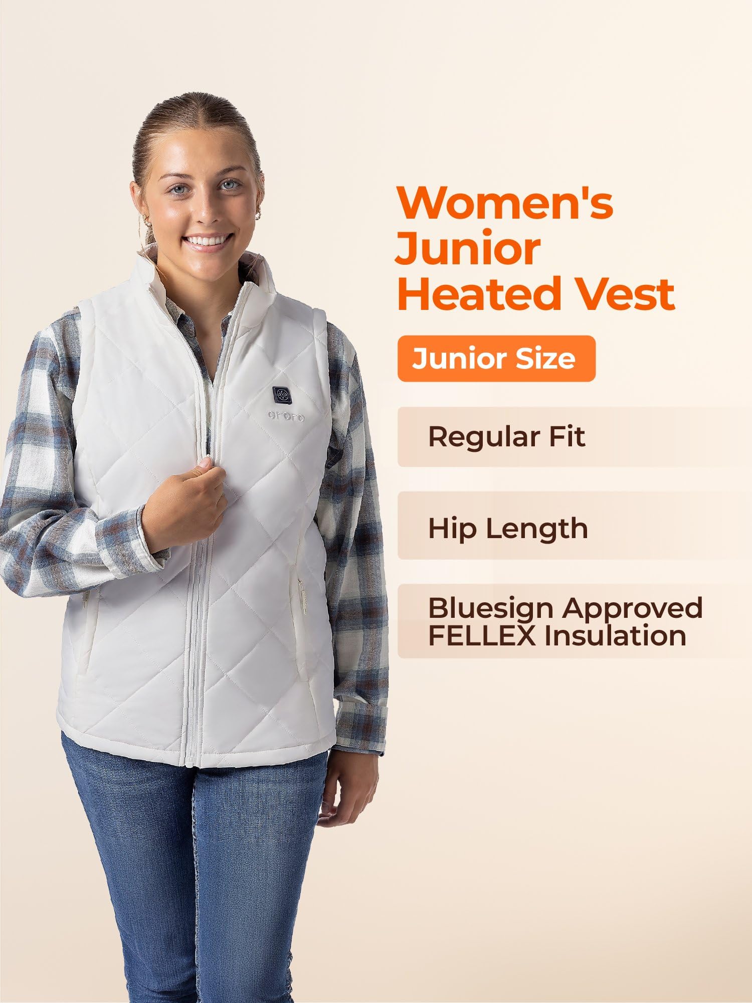 ORORO Women's Junior Lightweight Quilted Heated Vest, Heated Puffer Vest with USB-C Rechargeable Battery - Image 6