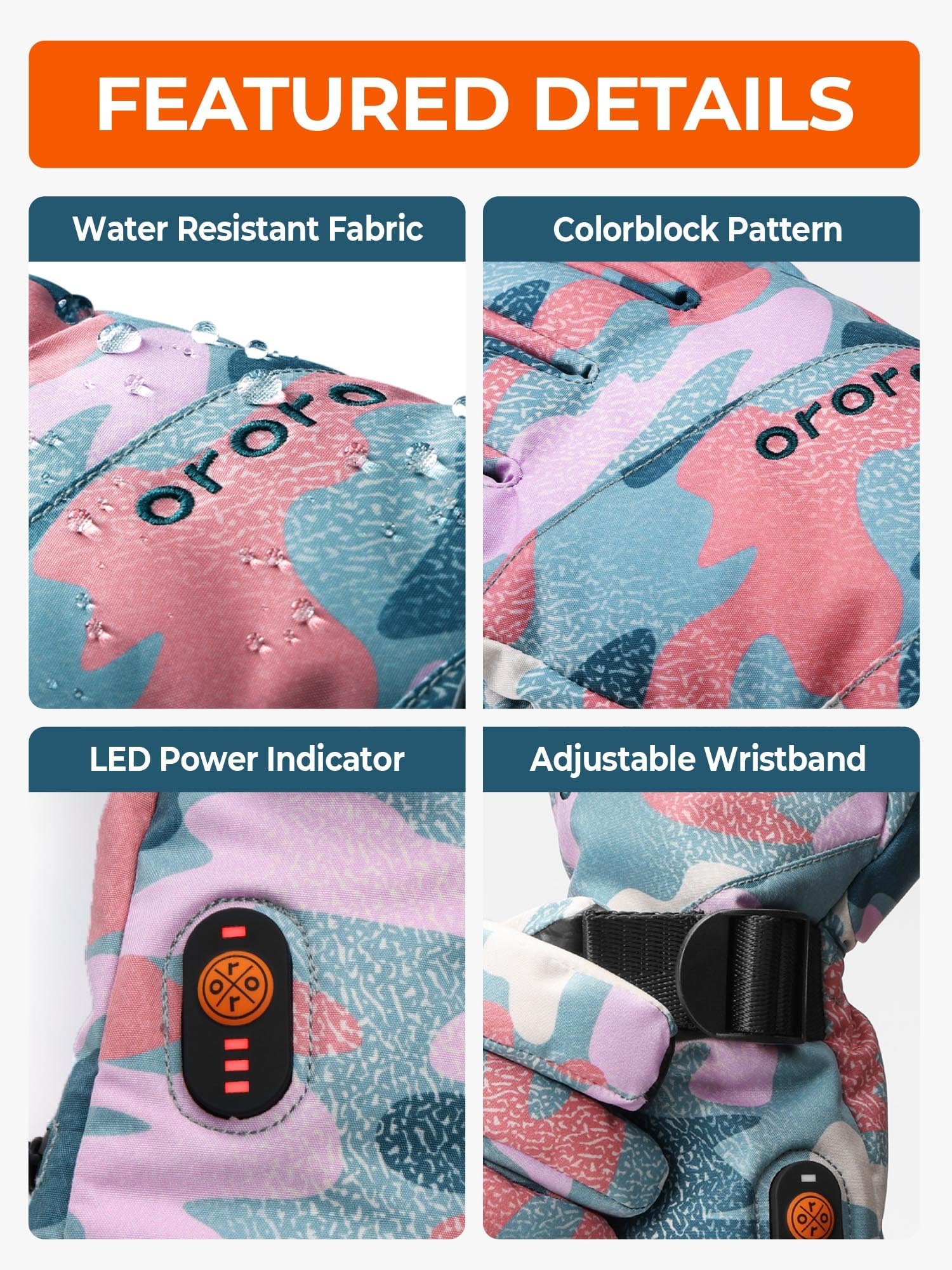 ORORO Women's Lightweight Heated Gloves, Heated Ski Gloves with Battery - Image 3