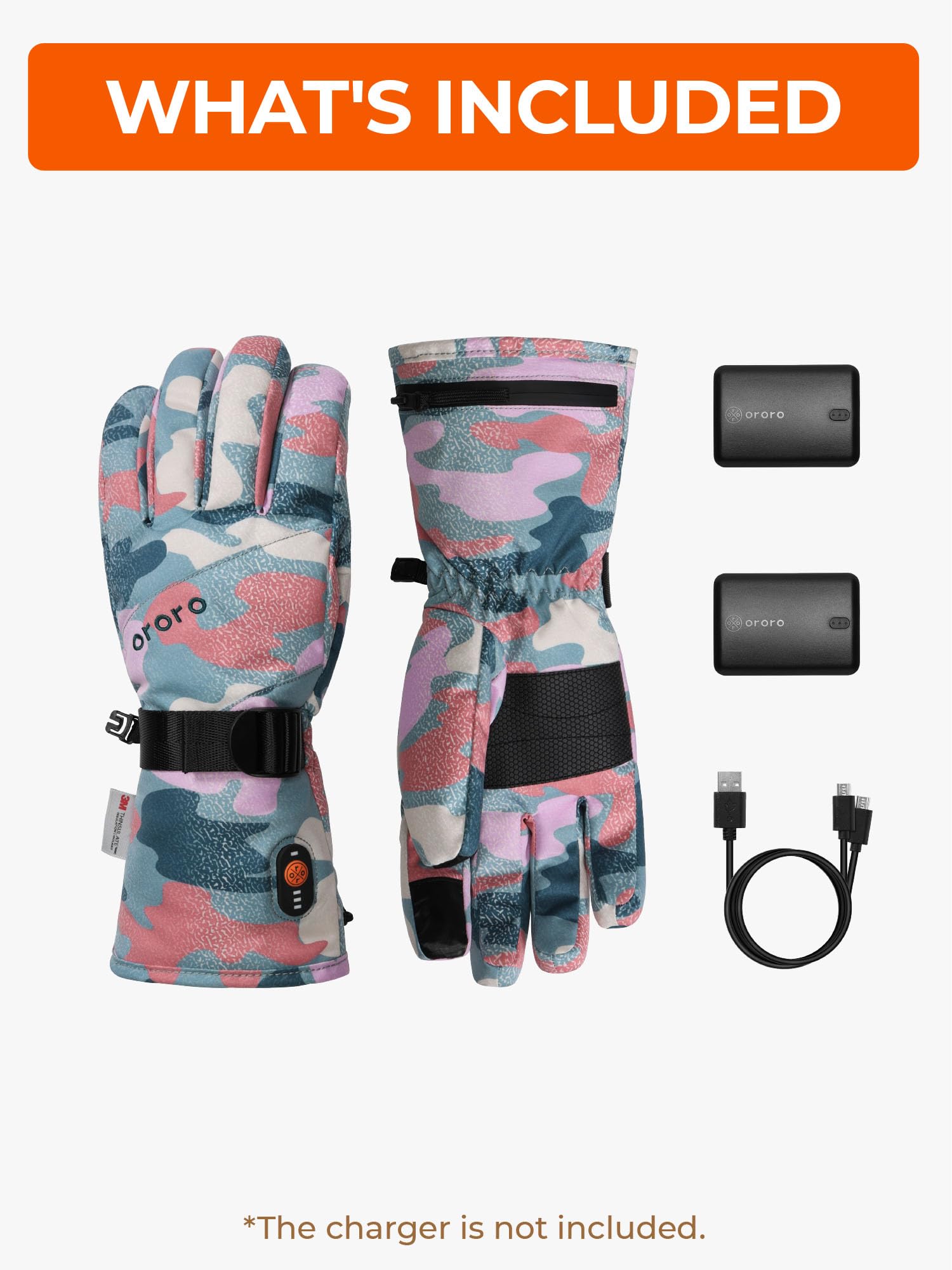 ORORO Women's Lightweight Heated Gloves, Heated Ski Gloves with Battery - Image 6
