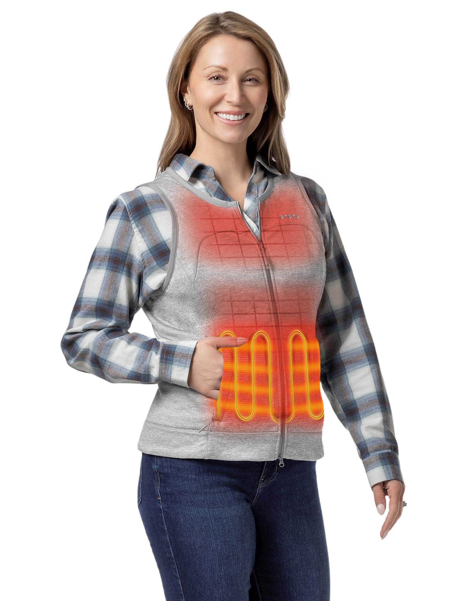 ORORO Women's Lightweight Heated Liner Vest with USB-C Rechargeable Battery, Heated Fleece Vest