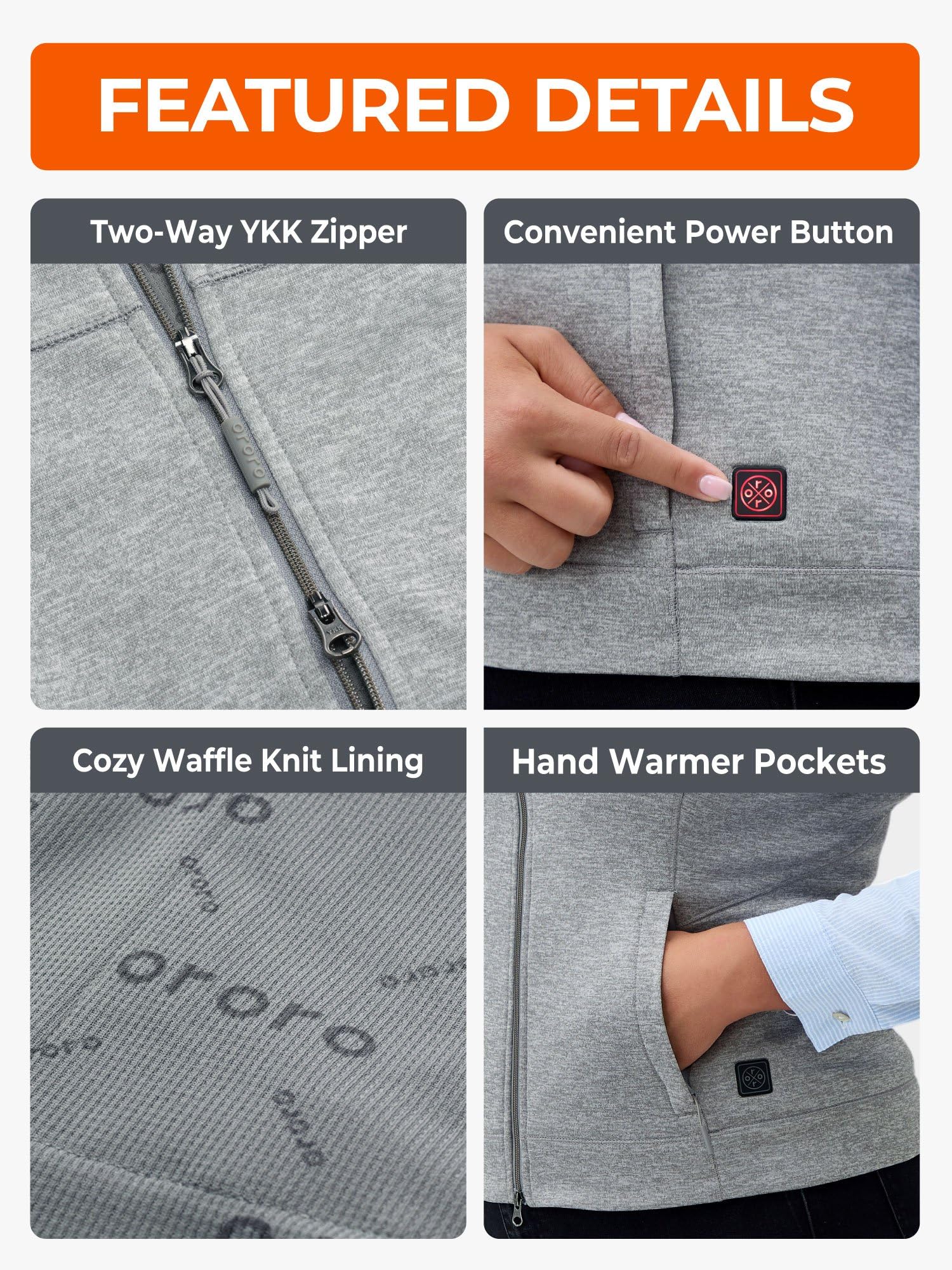 ORORO Women's Lightweight Heated Liner Vest with USB-C Rechargeable Battery, Heated Fleece Vest - Image 6