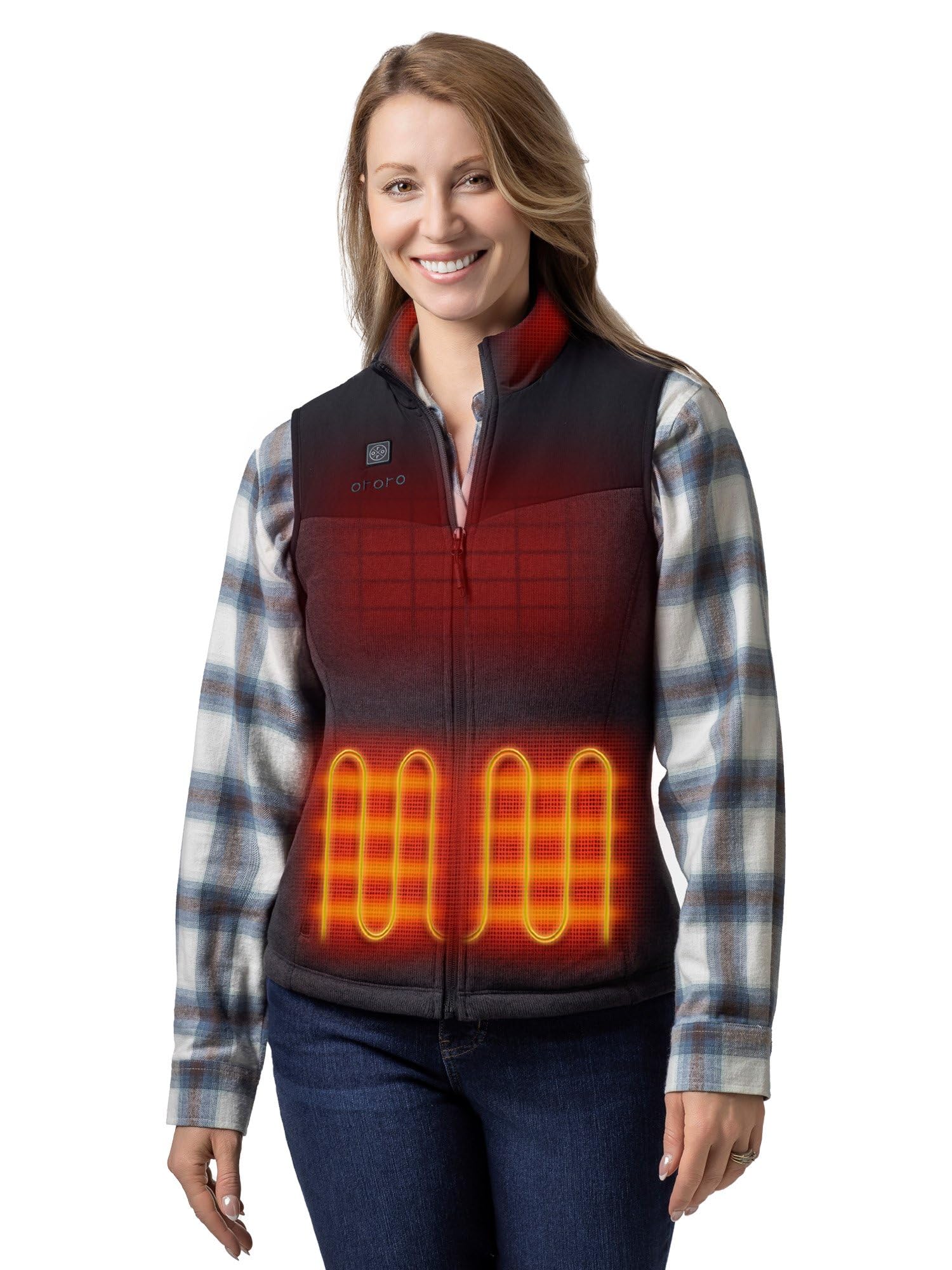 ORORO Women's Lightweight Heated Sweater Fleece Vest with USB-C Rechargeable Battery, Heated Recycled Fleece Vest