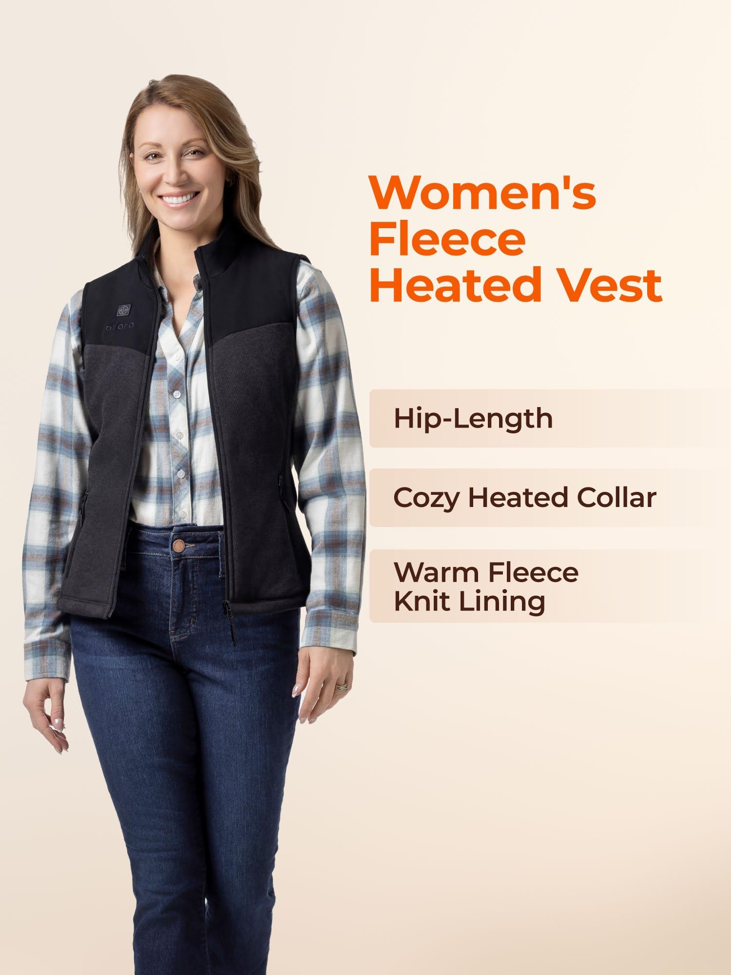 ORORO Women's Lightweight Heated Sweater Fleece Vest with USB-C Rechargeable Battery, Heated Recycled Fleece Vest - Image 5