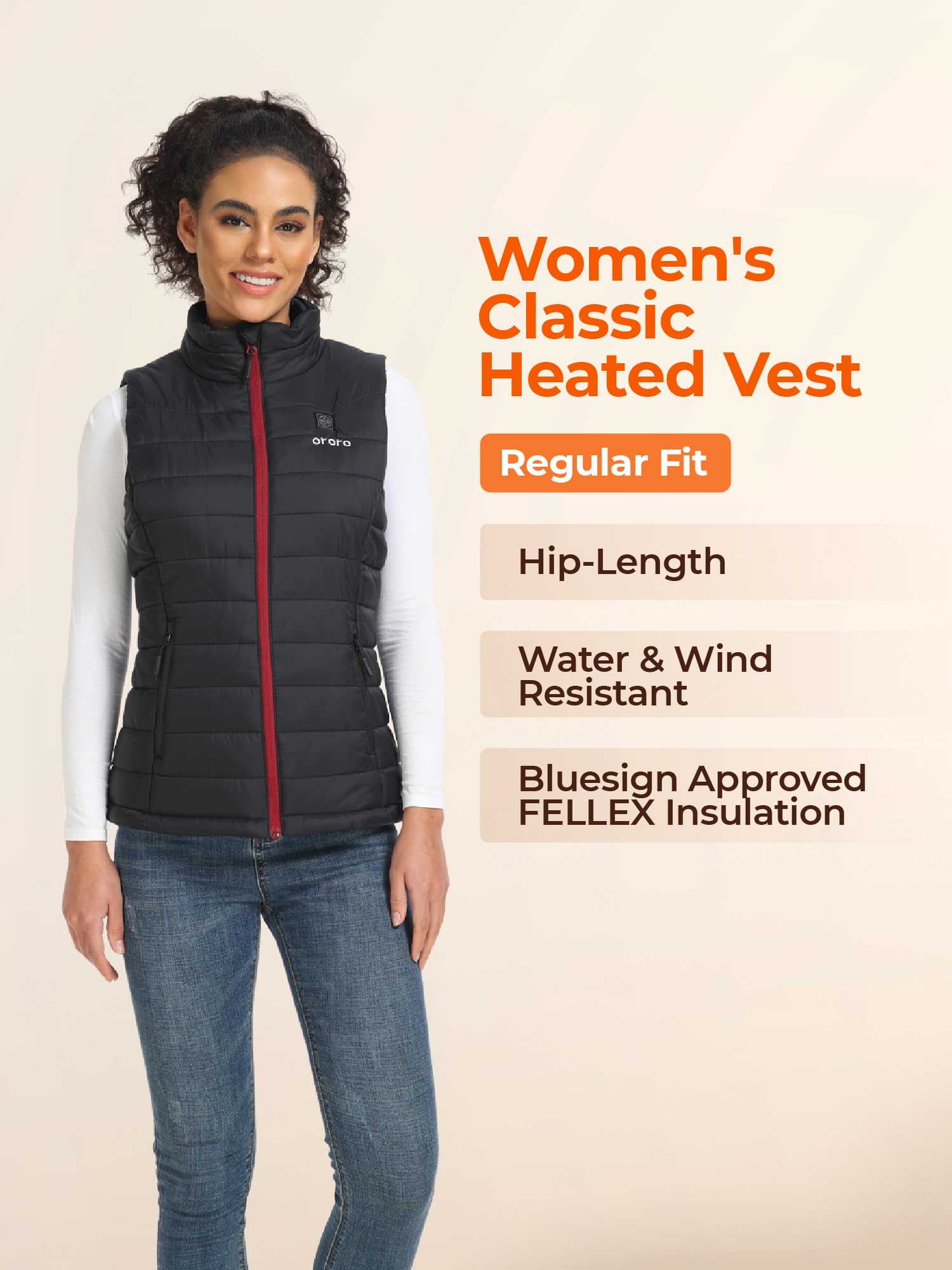 ORORO Women's Lightweight Heated Vest with USB-C Rechargeable Battery, Puffer Classic Heating Vest - Image 6