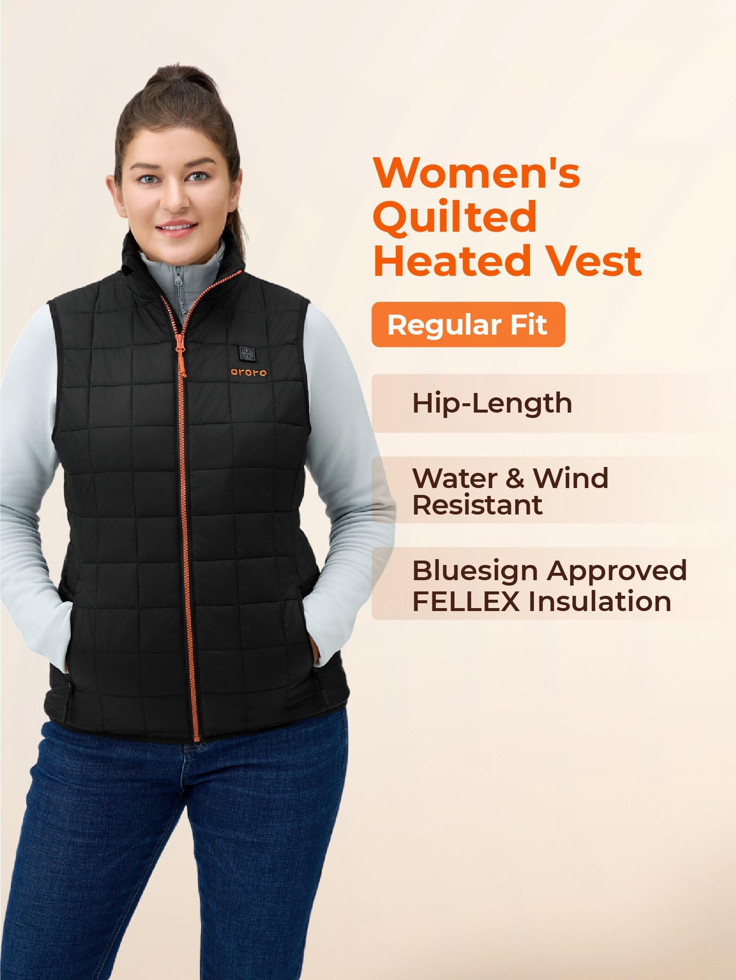ORORO Women's Lightweight Quilted Heated Vest with USB-C Rechargeable Battery, Heated Quilted Vest - Image 2