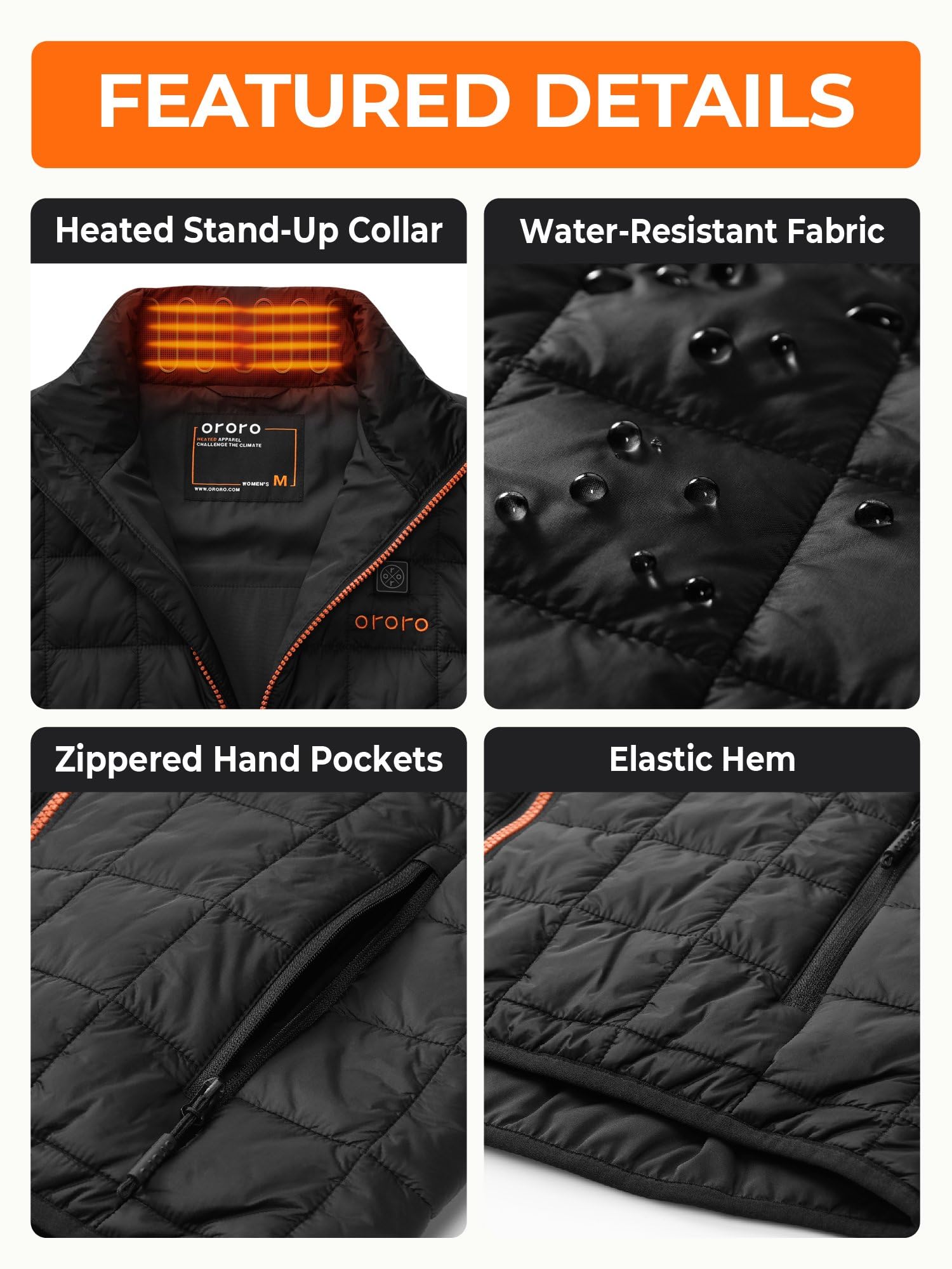 ORORO Women's Lightweight Quilted Heated Vest with USB-C Rechargeable Battery, Heated Quilted Vest - Image 6