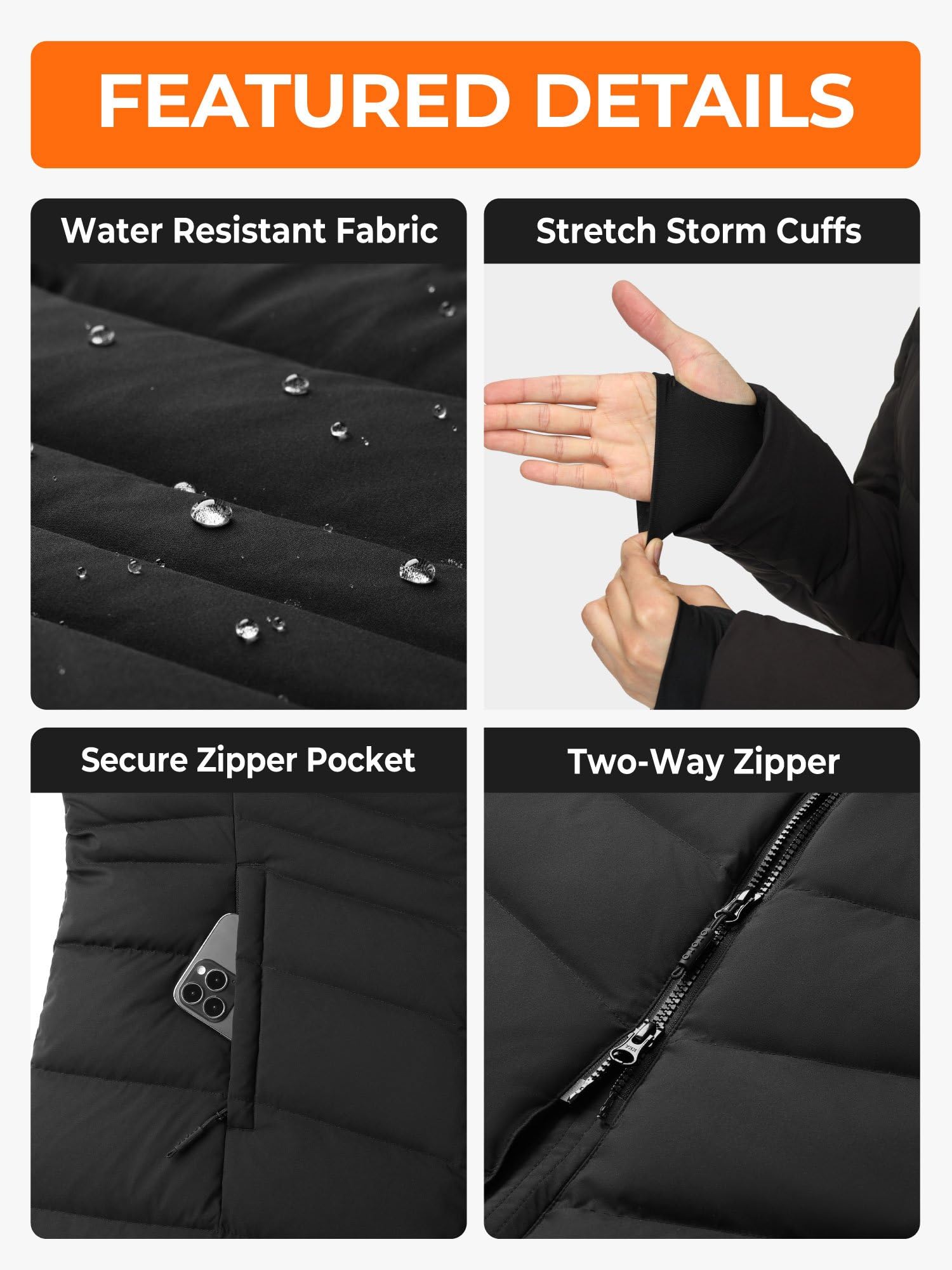 ORORO Women's Long Heated Down Jacket with USB-C Rechargeable Battery, Heated Parka with 90% RDS Down - Image 6