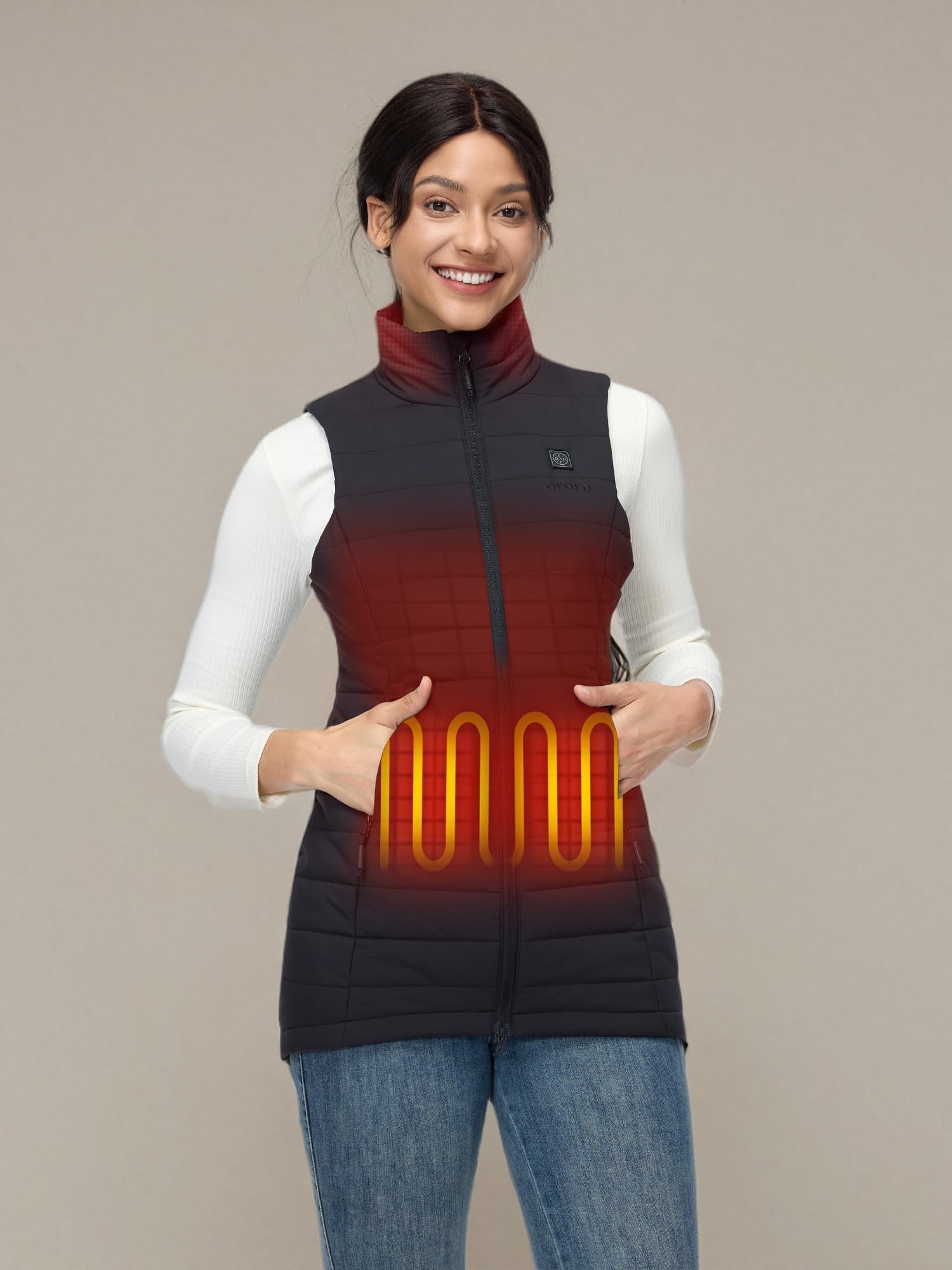 ORORO Women's Long Heated Vest with USB-C Rechargeable Battery, Heated Puffer Vest - Image 8