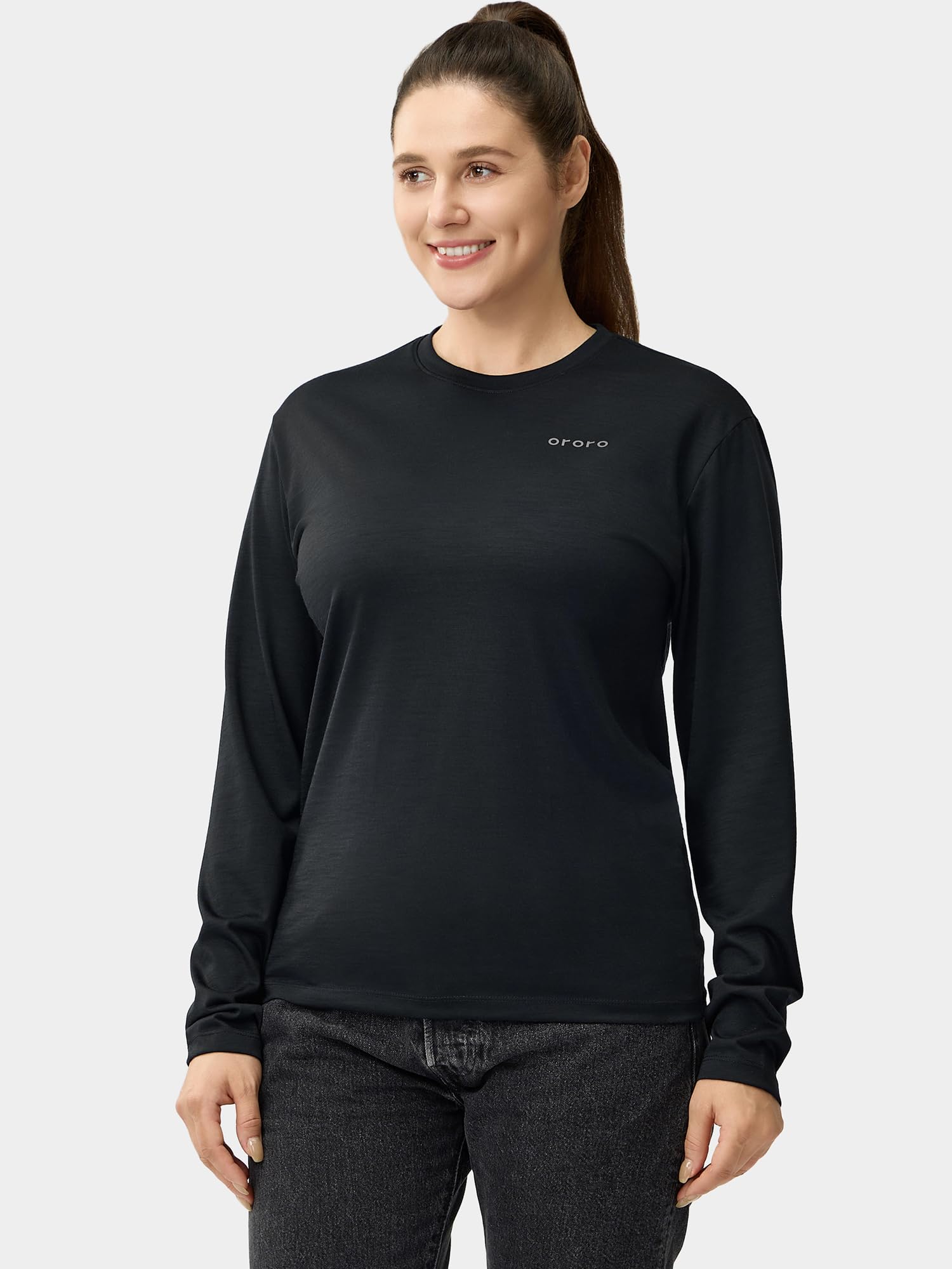 ORORO Women's Merino Wool Blend Base Layer Long Sleeve Crewneck Thermal Shirts - Image 3