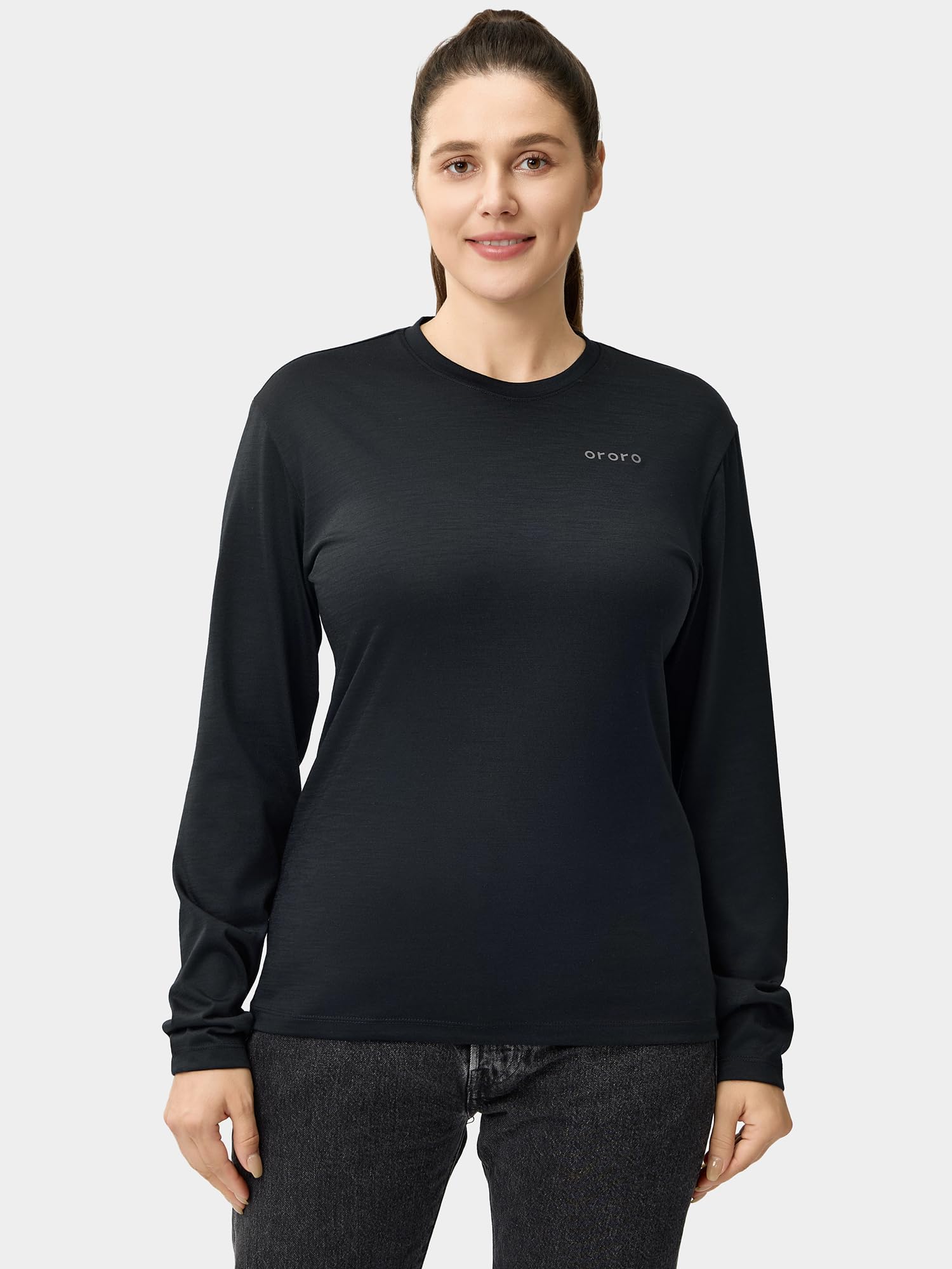 ORORO Women's Merino Wool Blend Base Layer Long Sleeve Crewneck Thermal Shirts - Image 4