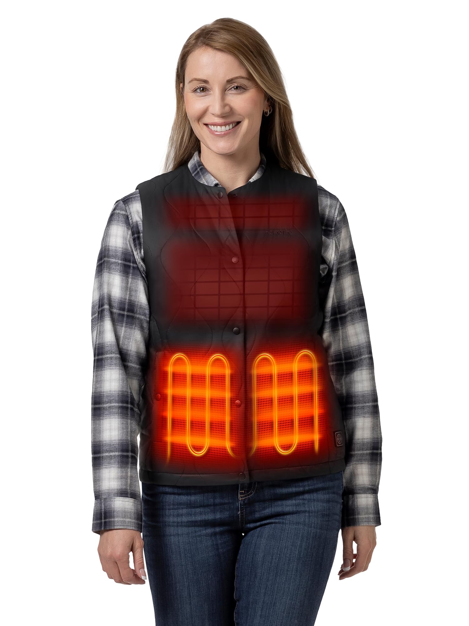 ORORO Women's Ultra Lightweight Heated Vest Liner with 4 Heat Zones, Soft Heated Quilted Vest with Battery