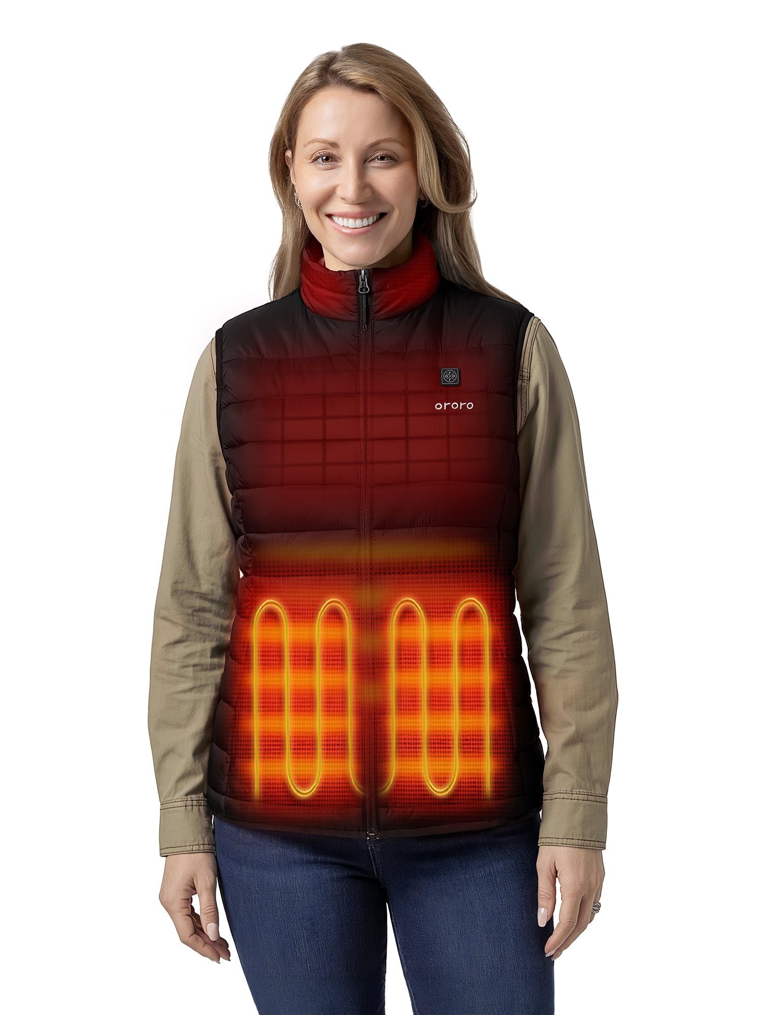 ORORO Women's Upgraded 5-Zone Heated Vest with USB-C Rechargeable Battery, Lightweight Heated Puffer Vest